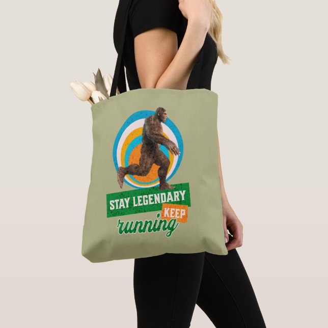 Bolsa Tote Motivação Divertida de Bigfoot Correndo (Close Up)
