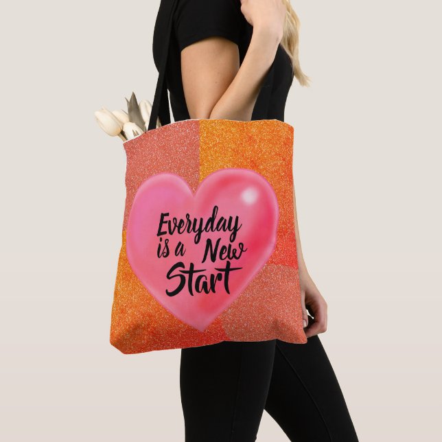 Bolsa Tote Motivação Nova Glitter de Amor Feliz (Close Up)