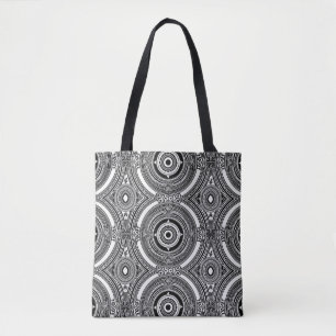 Bolsa Tote Motivo de Medalhão Preto e Branco