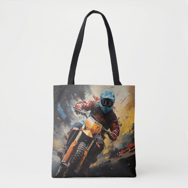 Bolsa Tote Motocross Action Sport Painting Abstrato Art Decor (Frente)