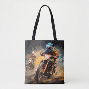 Bolsa Tote Motocross Action Sport Painting Abstrato Art Decor
