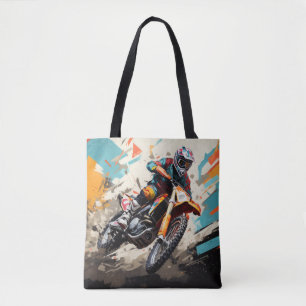 Bolsa Tote Motocross Action Sport Painting Abstrato Art Decor