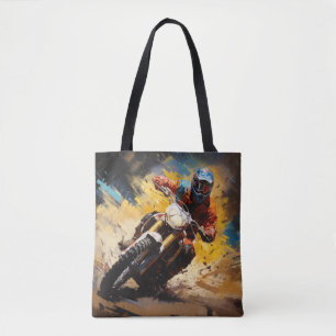 Bolsa Tote Motocross Action Sport Painting Abstrato Art Decor