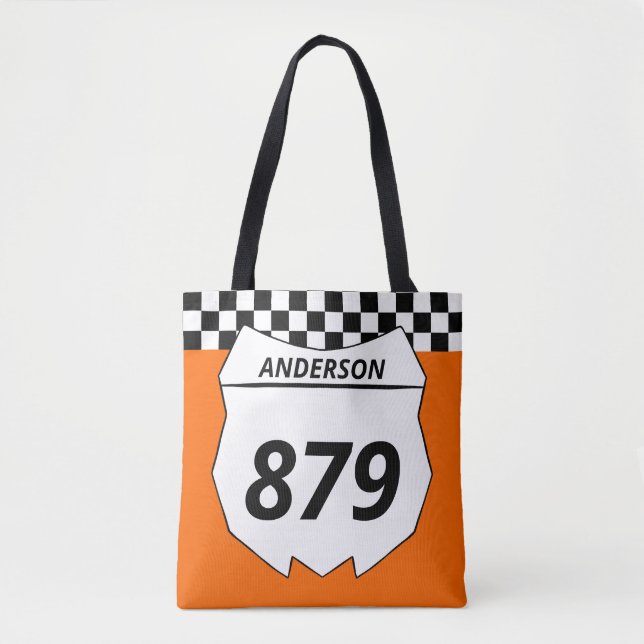 Bolsa Tote Motocross Custom Dirt Bike Number Placa em Laranja (Frente)