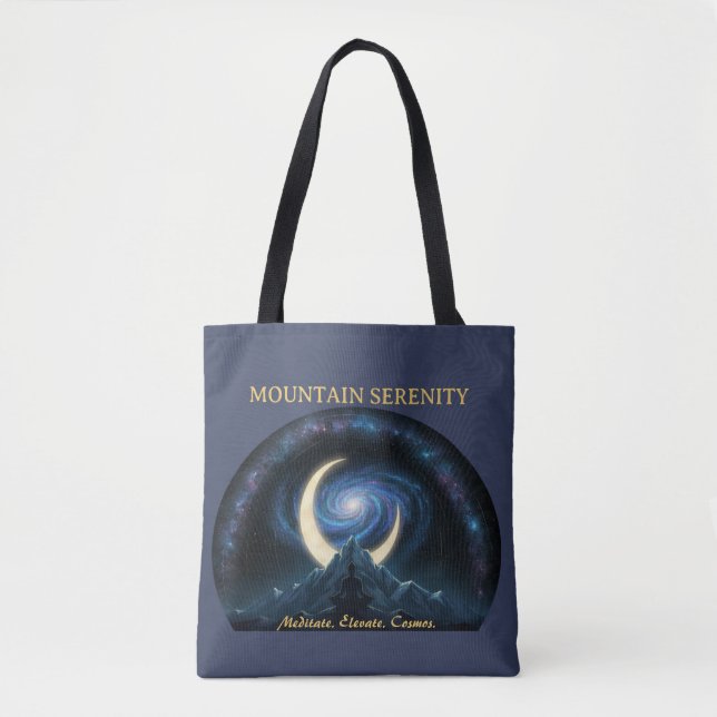 Bolsa Tote Mountain Serenity Cosmic Meditation. Crescent Moon (Frente)