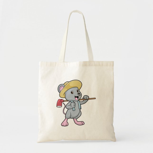 Bolsa Tote Mouse como agricultor com Ax & Hat (Frente)