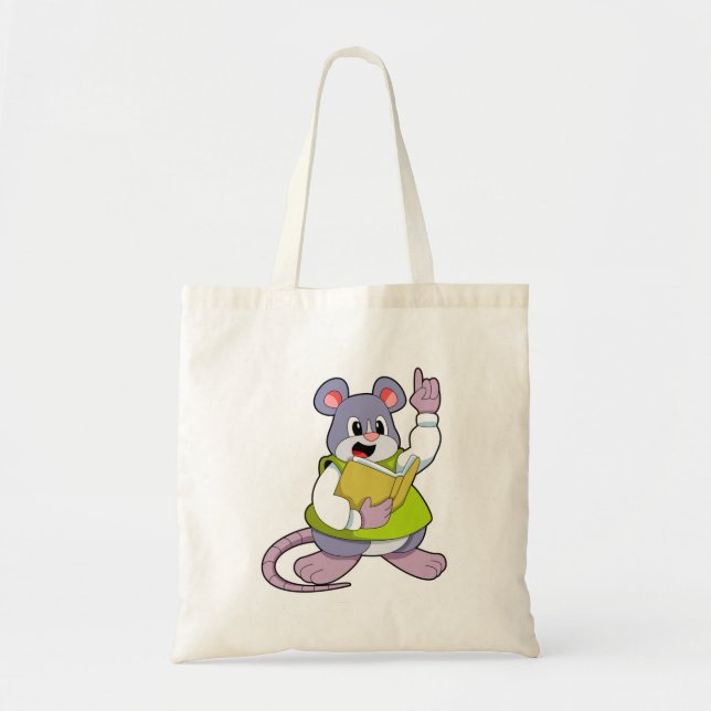 Bolsa Tote Mouse como professor com livro (Frente)
