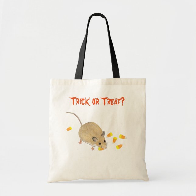 Bolsa Tote Mouse de Halloween de Truque ou Tratar com Milhas  (Frente)