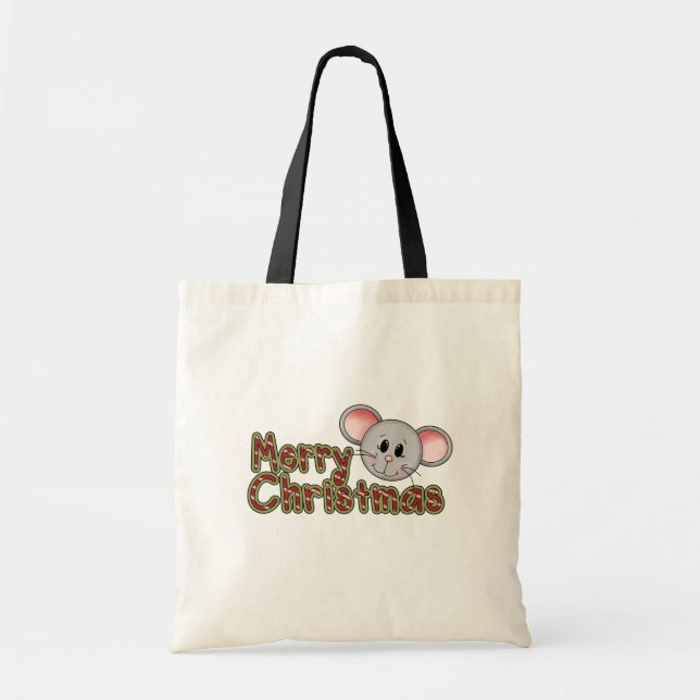Bolsa Tote Mouse Feliz Camisetas de Natal e presentes (Frente)