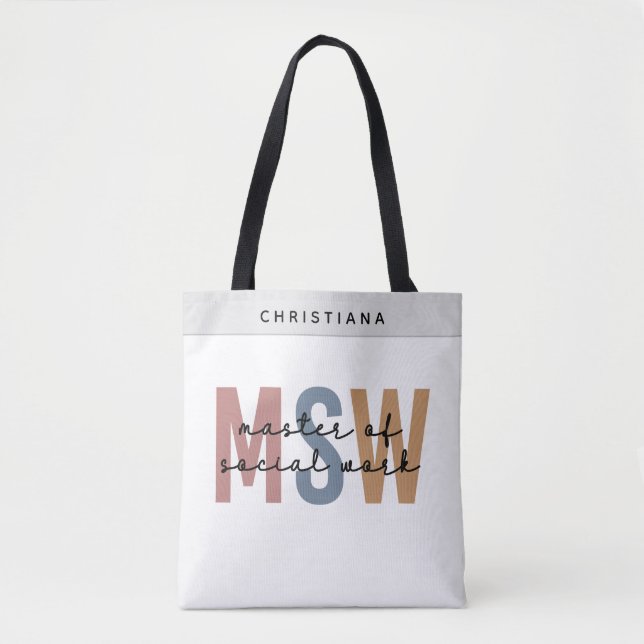 Bolsa Tote MSW Mestre Personalizado de Graduação Retroativa d (Frente)