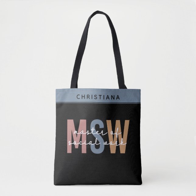 Bolsa Tote MSW Mestre Personalizado de Graduação Retroativa d (Frente)