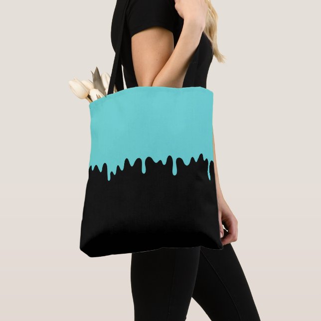Bolsa Tote Muco Gotejante Turquesa (Close Up)