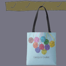 Bolsa Tote Muitas cores esferas de fios, crochê, personalizad