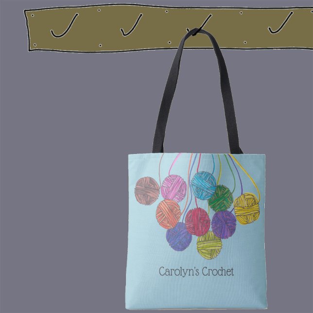 Bolsa Tote Muitas cores esferas de fios, crochê, personalizad (Criador carregado)