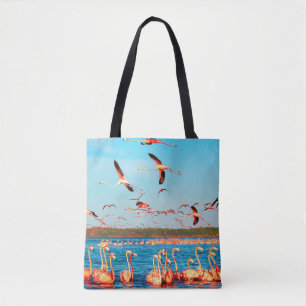 Bolsa Tote Muitos flamingos lindos e cor-de-rosa em um lindo