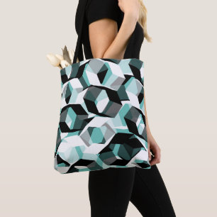 Bolsa Tote Muitos hexágonos com partes incolores, em teia cla