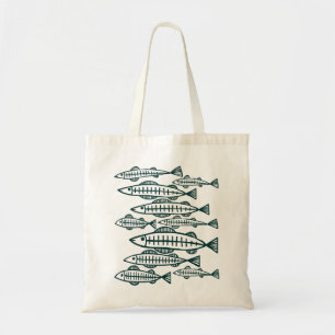 Bolsa Tote Muitos peixes - verde escuro