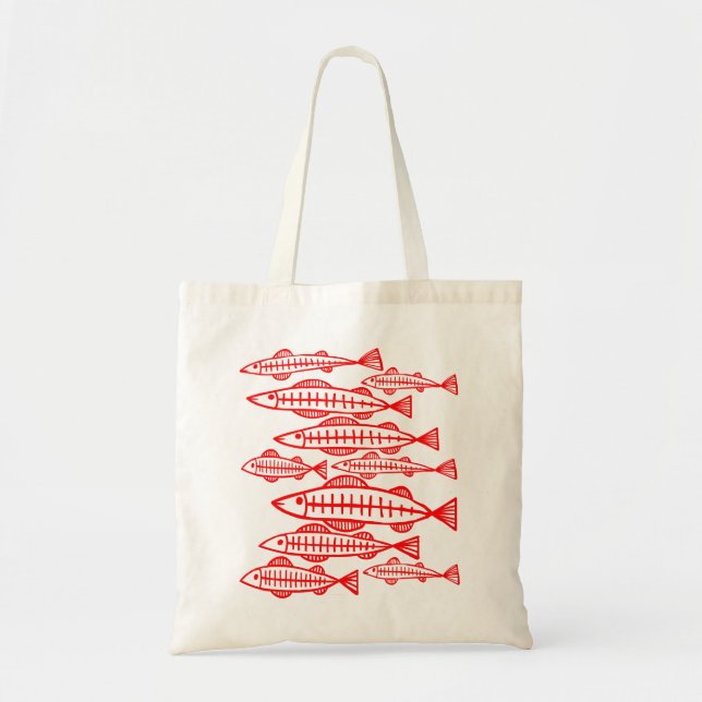 Bolsa Tote Muitos peixes - Vermelho (Frente)