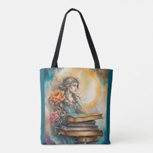 Bolsa Tote Mulher Aquarela Lendo Presente de Aniversário