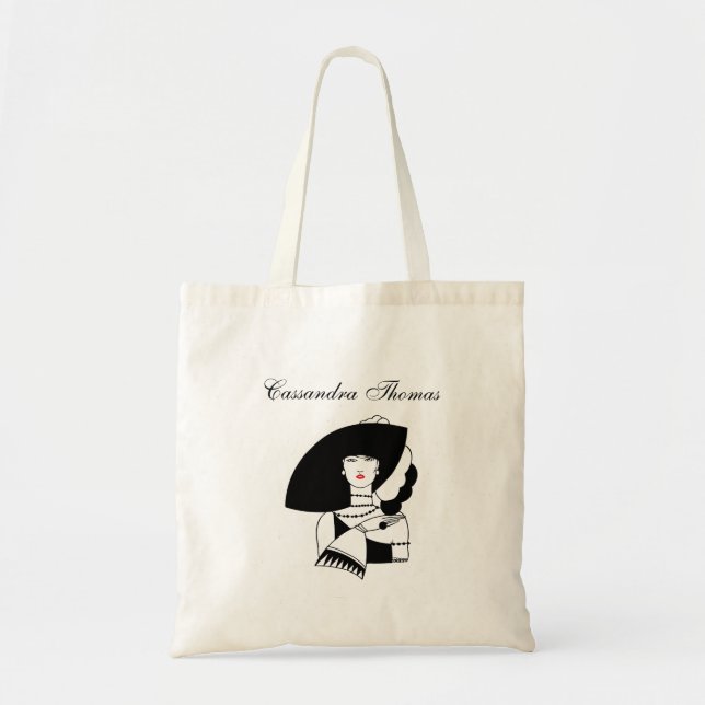 Bolsa Tote Mulher Art Déco de Grande Chapéu Luvas RL (Frente)