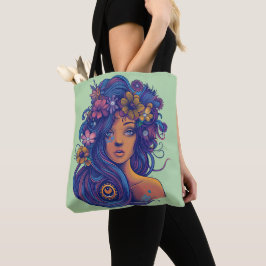 Bolsa Tote Mulher Boho Fantasy com Cabelo Floral