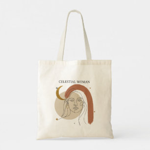 Bolsa Tote Mulher Celestial Boho Minimalista Arte Abstrata em