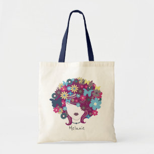 Bolsa Tote Mulher com Cabelo Flor Bonito Personalizado