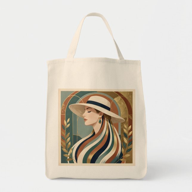 Bolsa Tote Mulher com chapéu de sol art déco (Frente)
