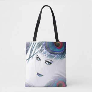 Bolsa Tote Mulher com Na moda de Pavão Azul
