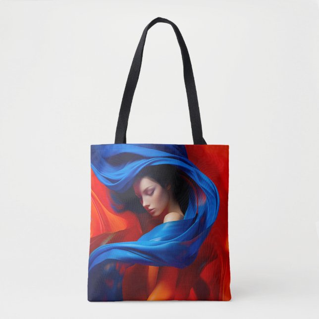 Bolsa Tote Mulher com Véu Azul Cobalto em Laranja (Frente)