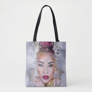 Bolsa Tote Mulher Dama Cara Vestido Olho Batom Papel Tinta