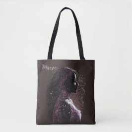 Bolsa Tote Mulher das Estrelas Roxo e Marrom