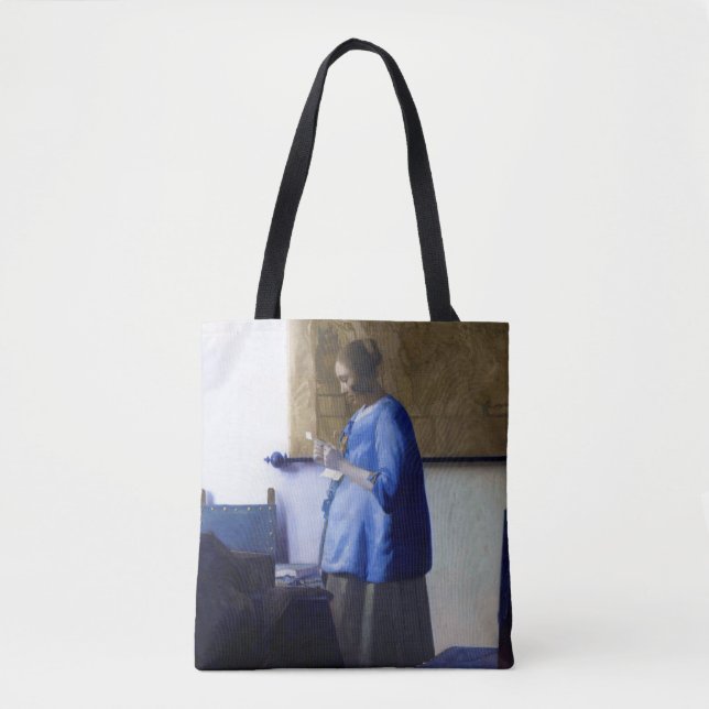 Bolsa Tote Mulher de Azul, Johannes Vermeer (Frente)
