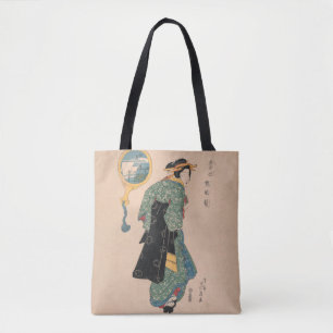 Bolsa Tote Mulher de Quimono Japonês Antigo Ukiyo-e Xilogravu