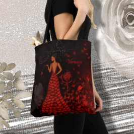 Bolsa Tote Mulher de Vestido Vermelho Artístico