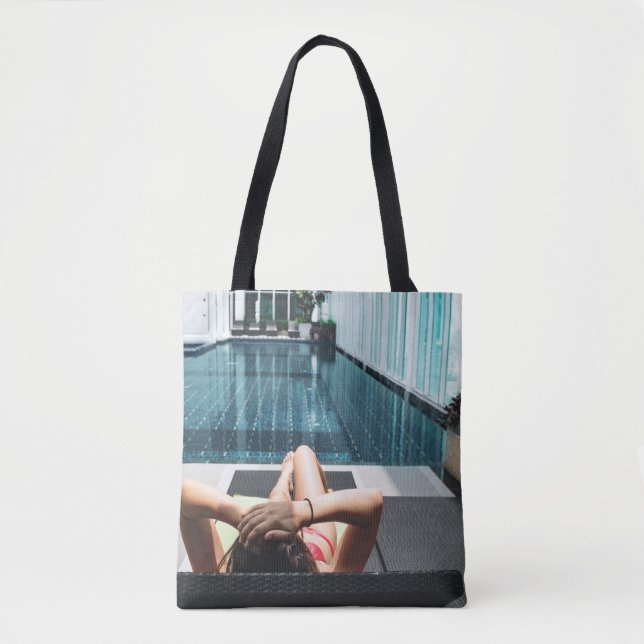 Bolsa Tote Mulher deitada no salão castanho (Frente)
