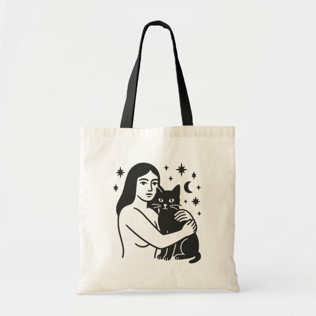 Bolsa Tote Mulher e Gato (Frente)