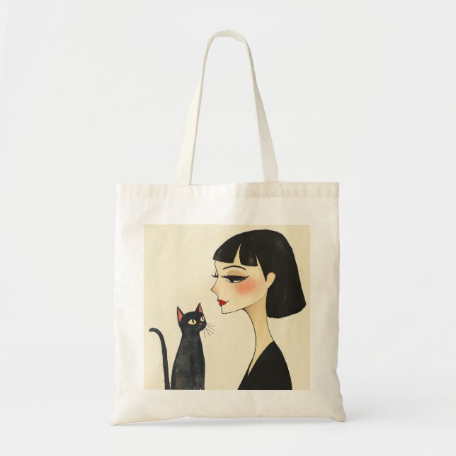 Bolsa Tote Mulher e Gato (Frente)