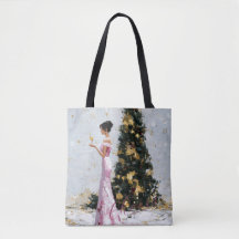 Mulher Elegante em Impasto & Árvore de Natal Ano N