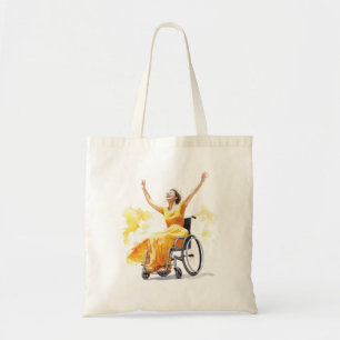 Bolsa Tote Mulher em cadeira de rodas dança alegremente