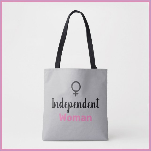 Bolsa Tote Mulher Independente Retrorna, Rosa e Negra (Criador carregado)