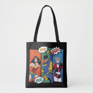 Bolsa Tote Mulher Maravilha, Batgirl e Harley Quinn Holiday