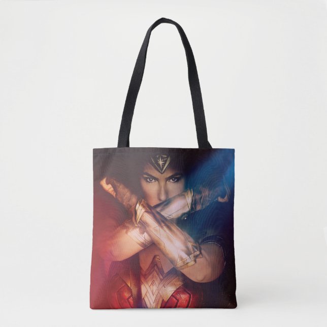 Bolsa Tote Mulher Maravilha Bloqueando com Pulseiras (Frente)