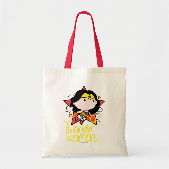 Bolsa Tote Mulher Maravilha Chibi Voando com Laço (Frente)