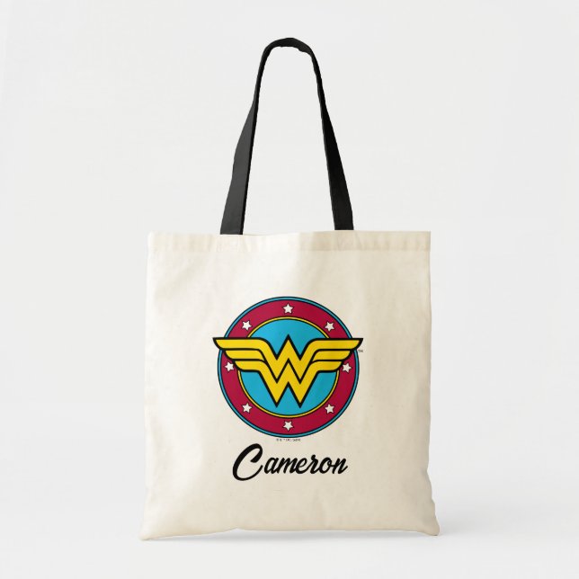 Bolsa Tote Mulher Maravilha | Logotipo de Círculo e Estrelas (Frente)