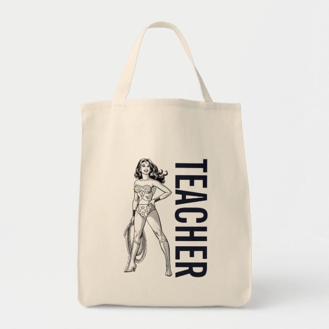Bolsa Tote Mulher Maravilha Preta e Branco (Frente)