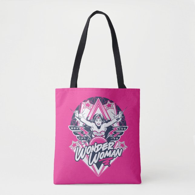 Bolsa Tote Mulher Maravilha Retro Glam Rock Graphic (Frente)
