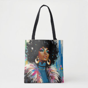 Bolsa Tote Mulher Negra Afro Colorida Pintura