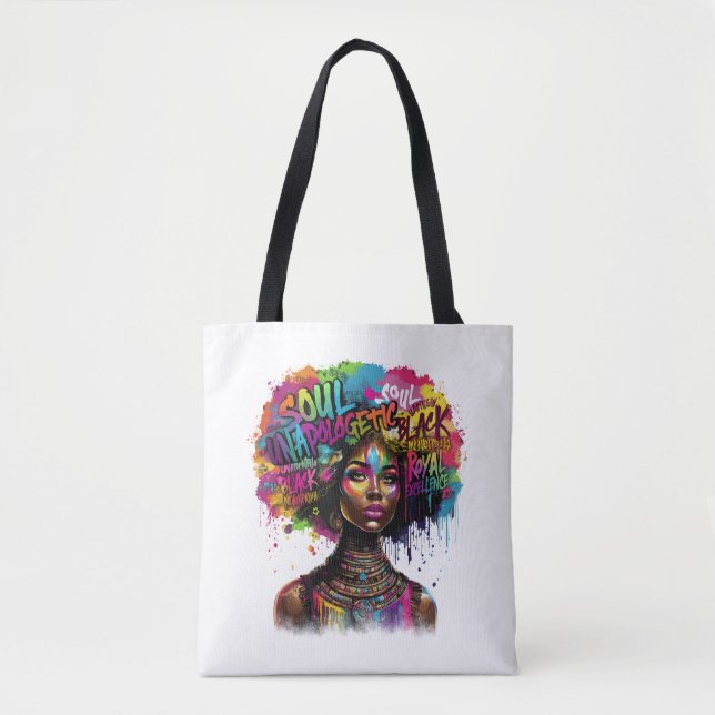 Bolsa Tote Mulher Negra Afro Colorida Sem Desculpas (Frente)
