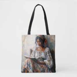 Bolsa Tote Mulher Negra Boho Lendo